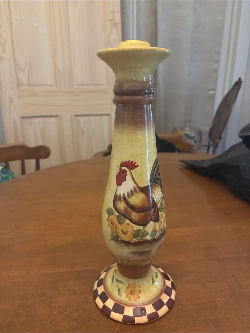 Vintage Ceramic Rooster Taper Candle Holder